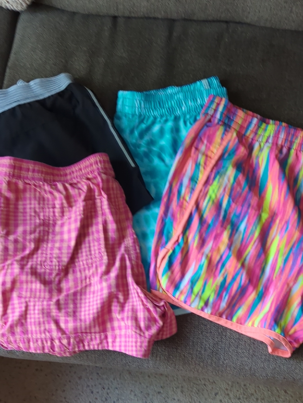 Lands' End Girls' Multicolor Active Shorts - Pink, Blue, Turquoise